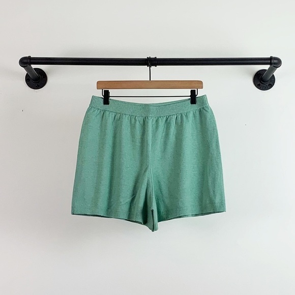 NWT J. Crew High Waisted Cotton Cashmere Sweater Short Heather Spearmint - Picture 4 of 7